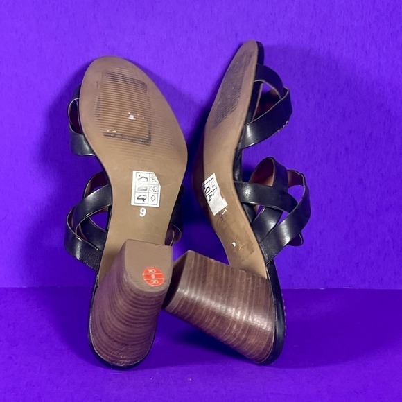 CREVO Petal Block Heel Leather Mule Sandal In Black Women's Shoe Size 9 - Picture 8 of 11